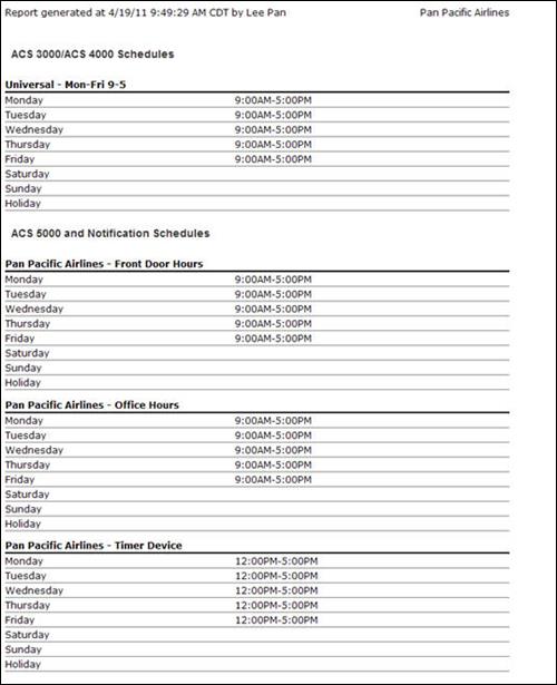 Figure 111 Print Schedule Report