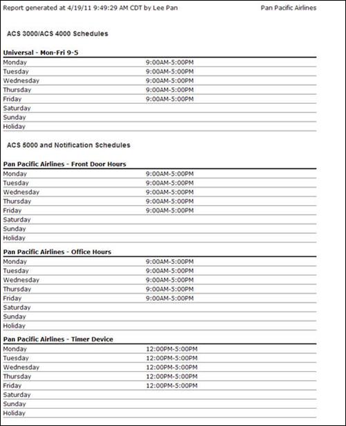 Figure 111 Print Schedule Report